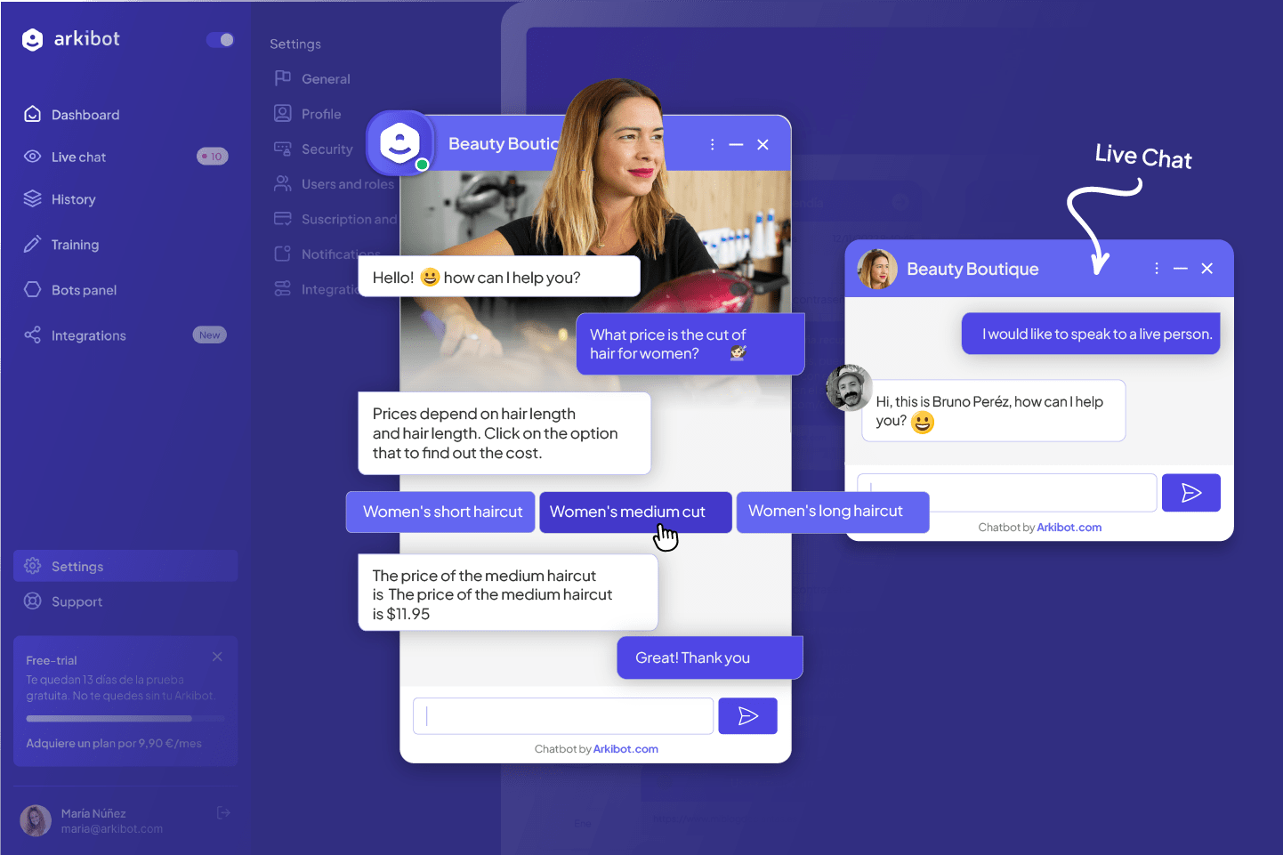 Arkibot dashboard